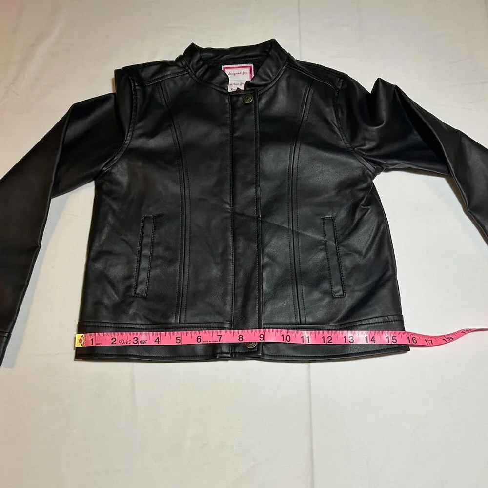Gymbore Girls Medium 7/8 Black City Kitty Faux Leather Jacket